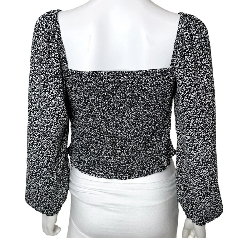 Abercrombie & Fitch Square Neck Balloon Puff Long Sleeve Top Ditsy Floral Print
